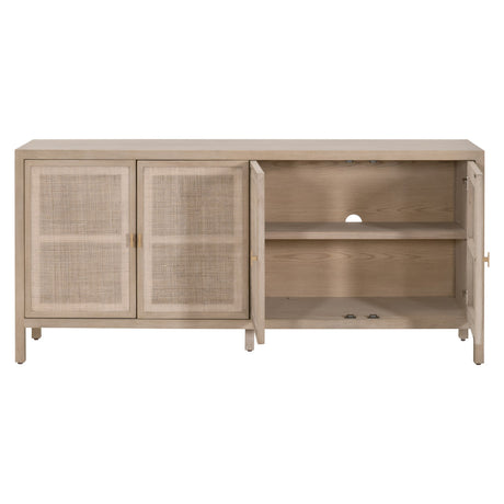 Carina Media Sideboard in Smoke Gray Oak, Smoke Gray Cane from Essentials For Living - Luna Furniture