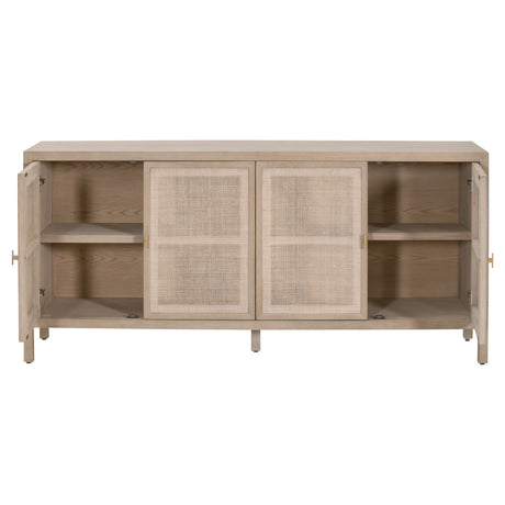Carina Media Sideboard in Smoke Gray Oak, Smoke Gray Cane from Essentials For Living - Luna Furniture