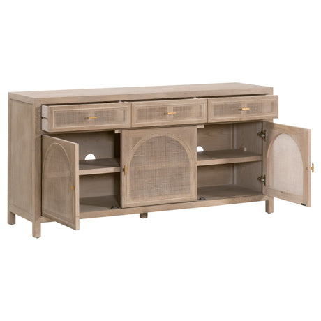 Cane Media Sideboard in Smoke Gray Oak, Smoke Gray Cane from Essentials For Living - Luna Furniture