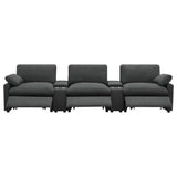 Collins Dark Gray 5-Piece Power Reclining Home Theater Seating from Coaster - Luna Furniture