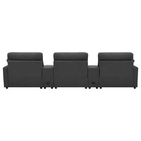 Collins Dark Gray 5-Piece Power Reclining Home Theater Seating from Coaster - Luna Furniture