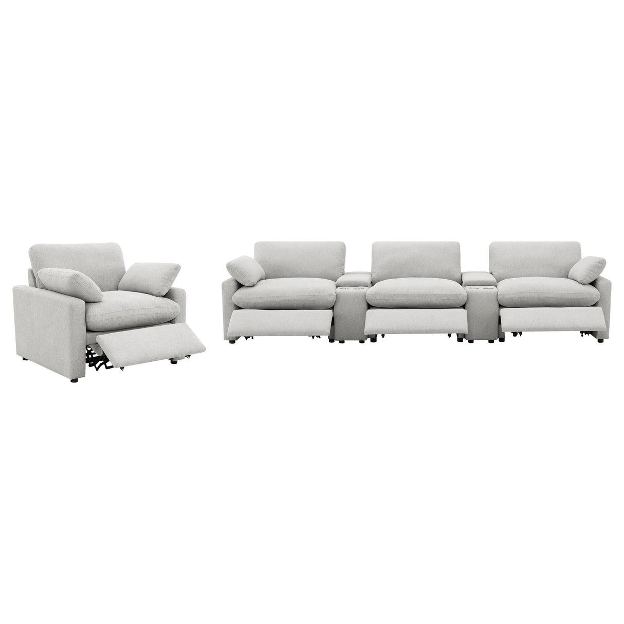 Collins Gray 5-Piece Power Reclining Home Theater Seating from Coaster - Luna Furniture