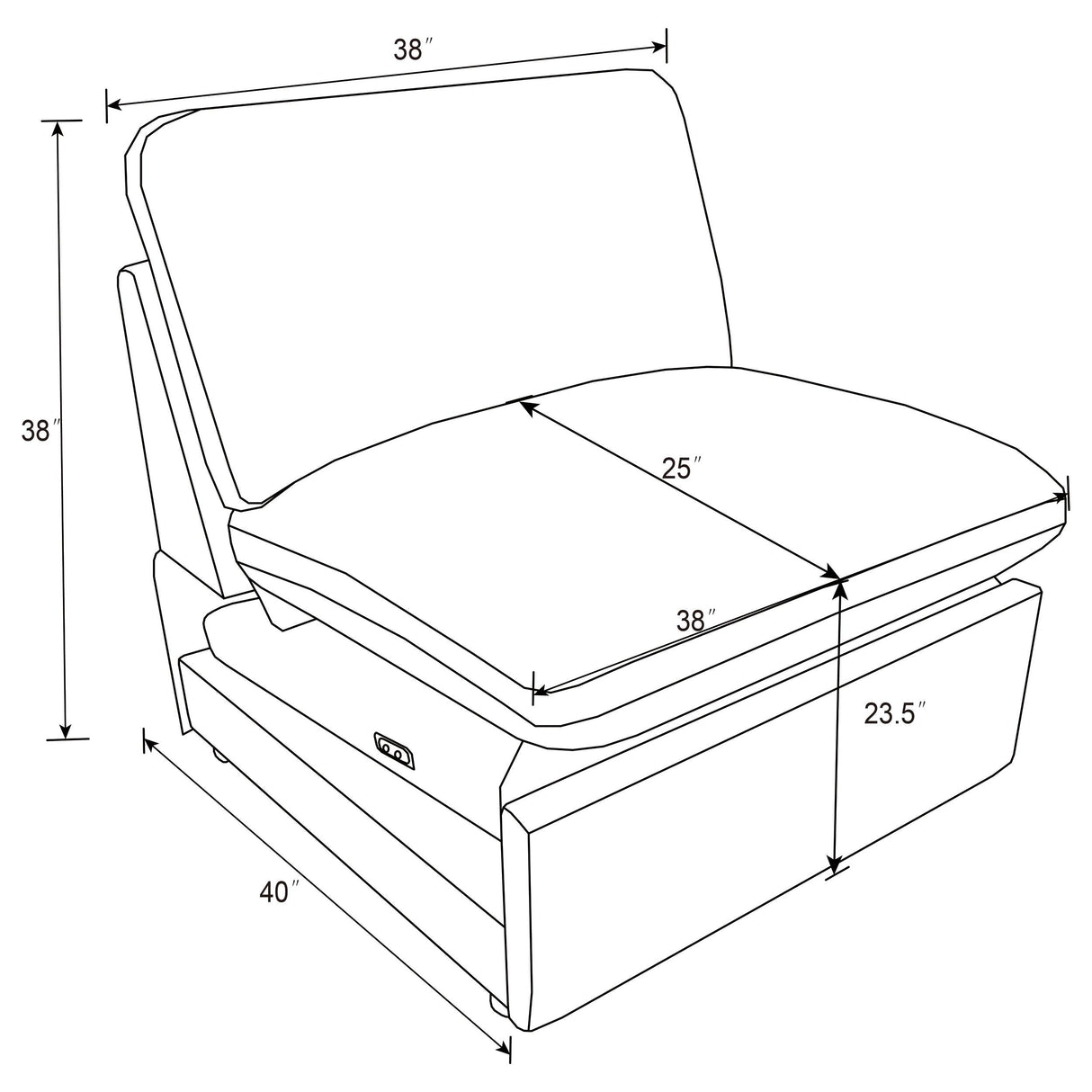 Collins Upholstered Armless Power Recliner Grey from Coaster - Luna Furniture