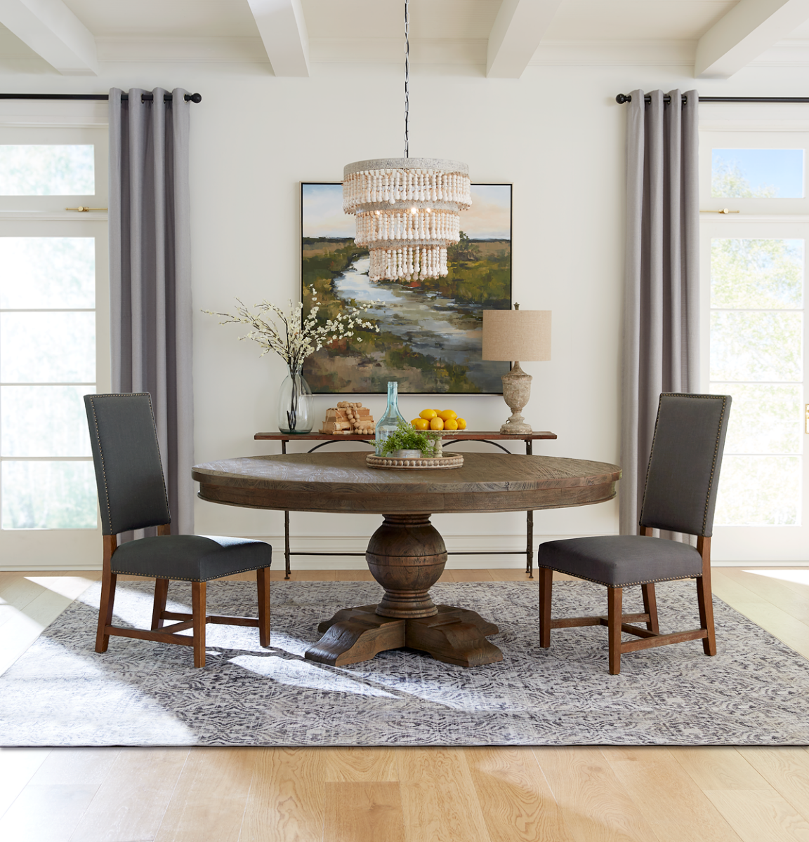 Colonial Plantation 48" Round Dining Table in Weathered Teak from Home Trends & Design - Luna Furniture