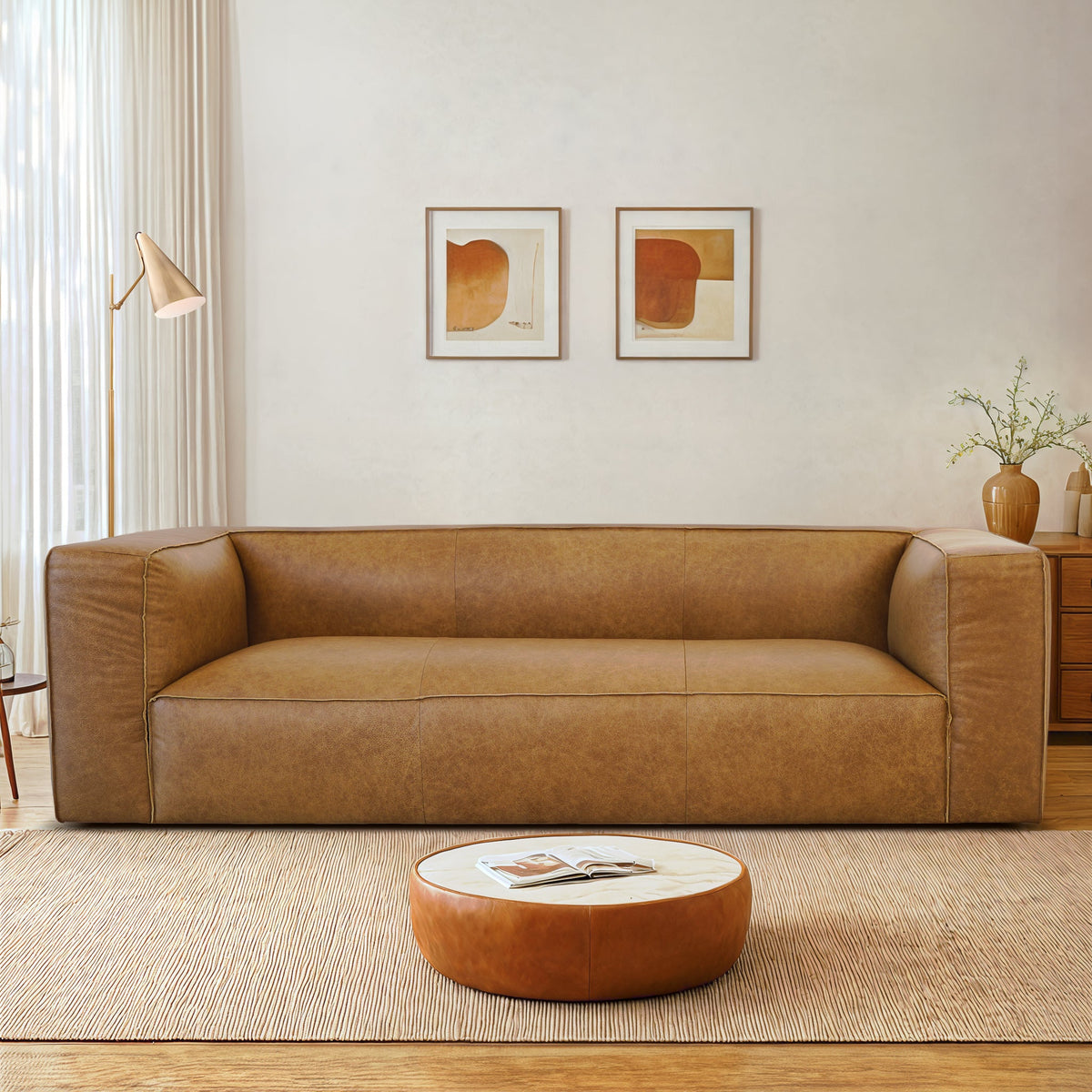 Colton Tan Leather Sofa from Ashcroft Furniture - Luna Furniture