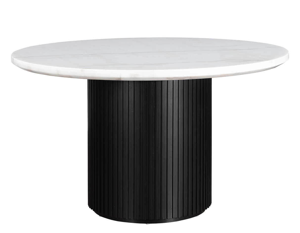 Colvin 5-Piece 52″ Round White Marble Dining Set, Black Finish from Steve Silver - Luna Furniture