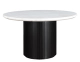 Colvin 5-Piece 52″ Round White Marble Dining Set, Black Finish from Steve Silver - Luna Furniture