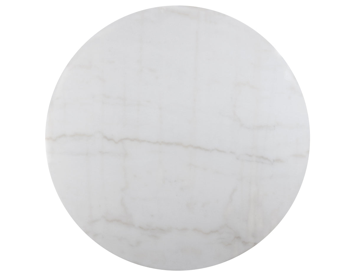 Colvin 5-Piece 52″ Round White Marble Dining Set, Black Finish from Steve Silver - Luna Furniture