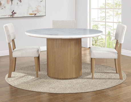 Colvin Toffee/White Round Marble Top Dining Room Set from Steve Silver - Luna Furniture