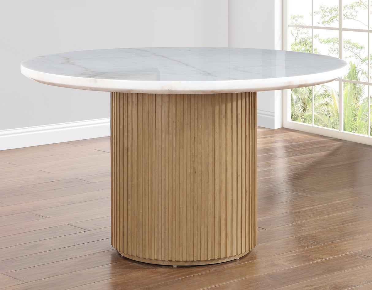 Colvin Toffee 52″ Round White Marble Top Dining Table from Steve Silver - Luna Furniture