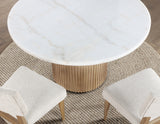 Colvin Toffee 52″ Round White Marble Top Dining Table from Steve Silver - Luna Furniture
