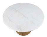 Colvin Toffee 52″ Round White Marble Top Dining Table from Steve Silver - Luna Furniture