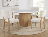 Colvin Toffee 52″ Round White Marble Top Dining Table from Steve Silver - Luna Furniture