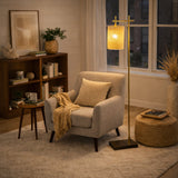 Brizo Bamboo Lampshade Floor Lamp Dark brown and Bronze from Ashcroft Furniture - Luna Furniture