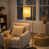 Brizo Bamboo Lampshade Floor Lamp Dark brown and Bronze from Ashcroft Furniture - Luna Furniture
