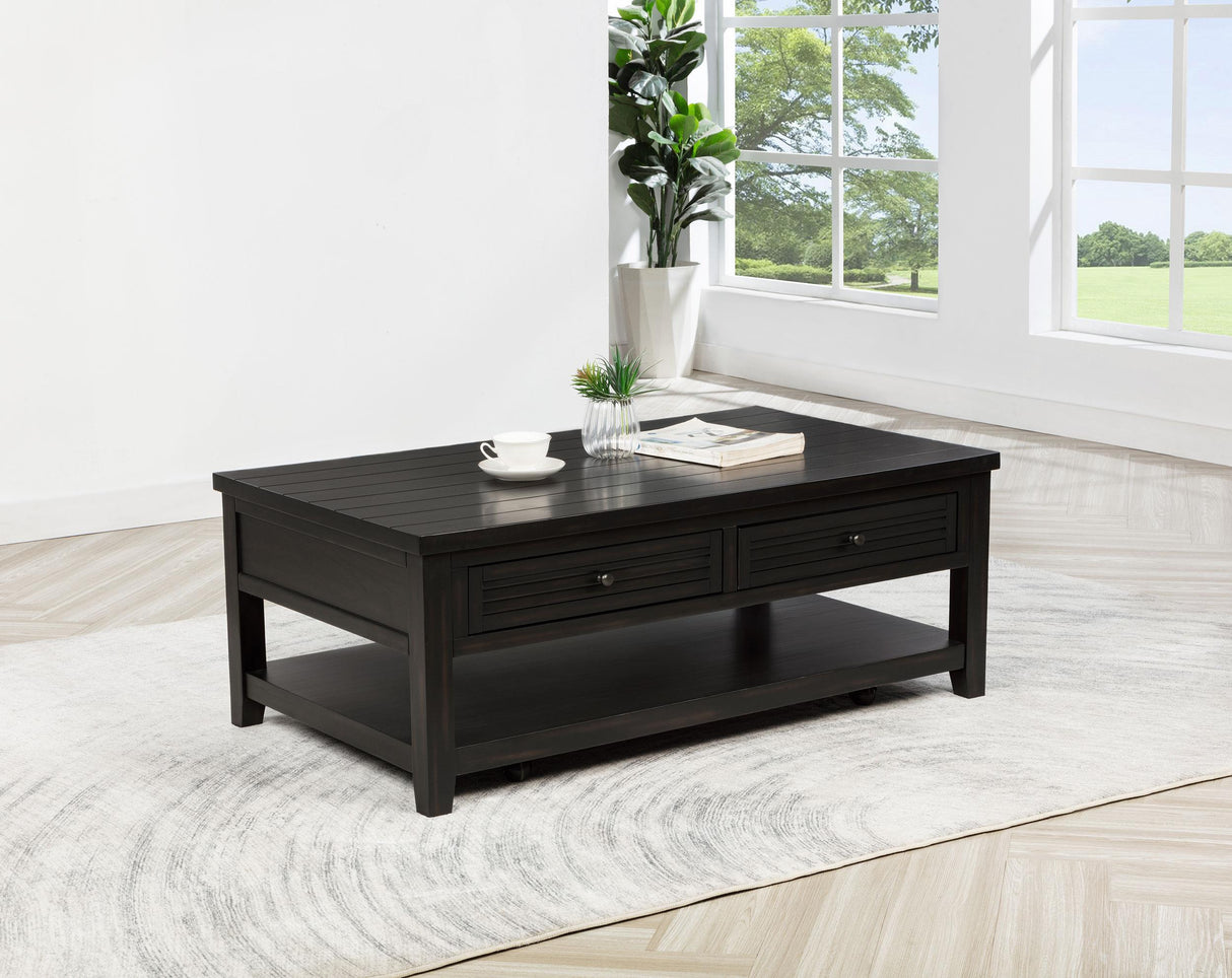 Concord Distressed Java 2-Drawer Rectangular Coffee Table from Coaster - Luna Furniture