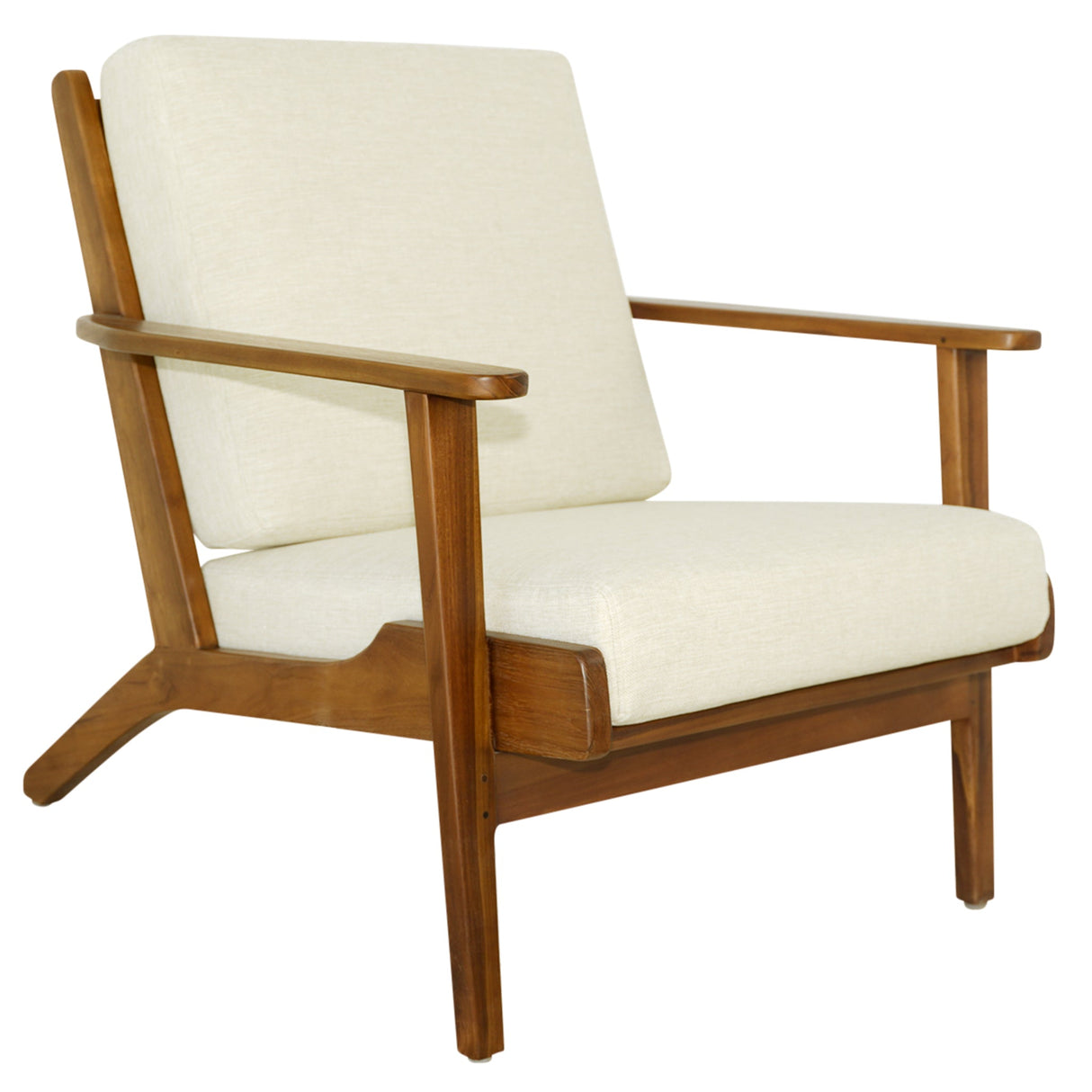 Connor Cream Linen Solid Wood Lounge Chair from Midinmod - Luna Furniture