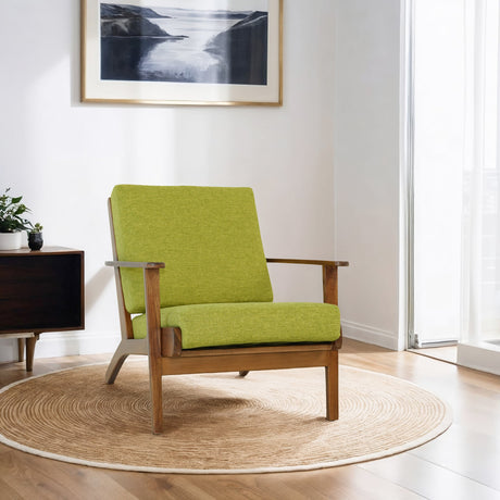 Connor Pistachio Green Linen Solid Wood Lounge Chair from Midinmod - Luna Furniture