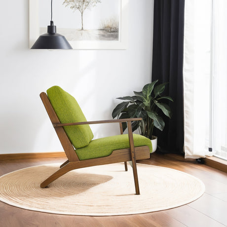 Connor Pistachio Green Linen Solid Wood Lounge Chair from Midinmod - Luna Furniture