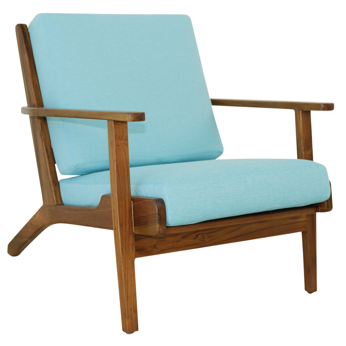 Connor Sky Blue Linen Solid Wood Lounge Chair from Midinmod - Luna Furniture
