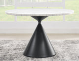 Conrad 48″ White Marble Top Dining Table with Black Conical Base from Steve Silver - Luna Furniture