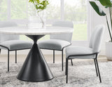 Conrad 48″ White Marble Top Dining Table with Black Conical Base from Steve Silver - Luna Furniture