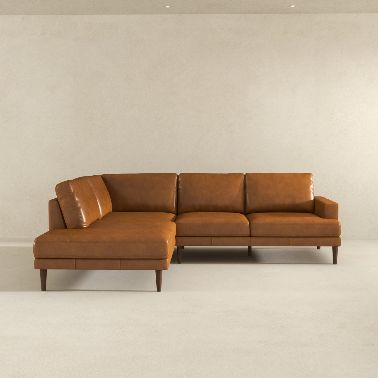 Corbin Tan Leather Left Facing Sectional Sofa from Ashcroft Furniture - Luna Furniture