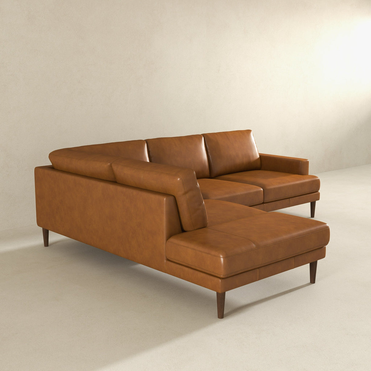 Corbin Tan Leather Left Facing Sectional Sofa from Ashcroft Furniture - Luna Furniture