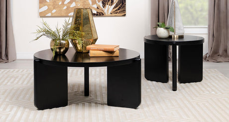 Cordova Black 2-Piece Solid Wood Coffee and End Table Set from Coaster - Luna Furniture
