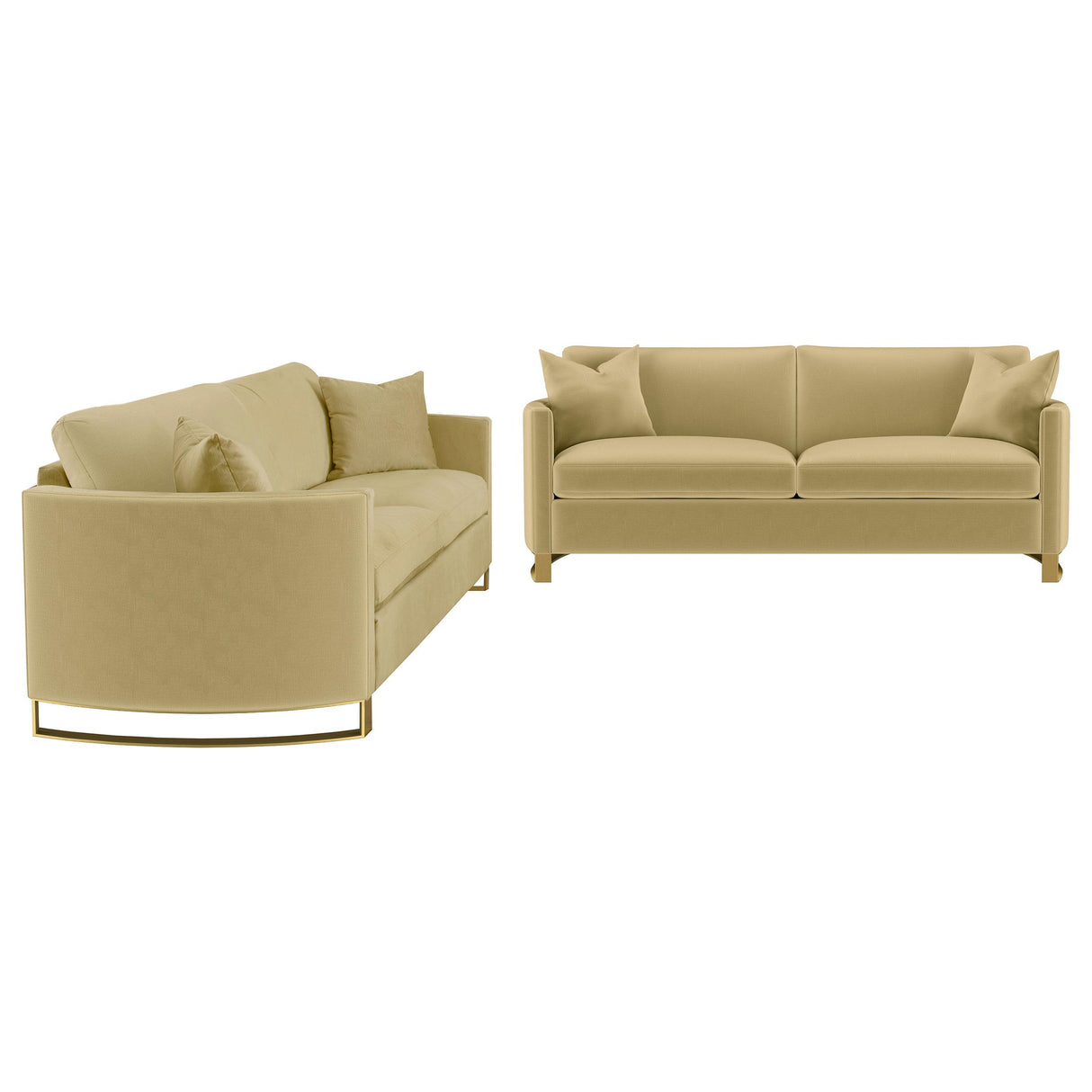 Corliss 2-piece Velvet Upholstered Sofa Set Camel from Coaster - Luna Furniture
