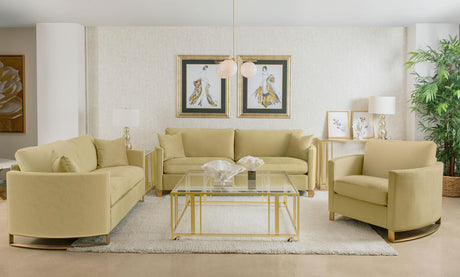 Corliss Camel 3-piece Velvet Upholstered Sofa Set from Coaster - Luna Furniture