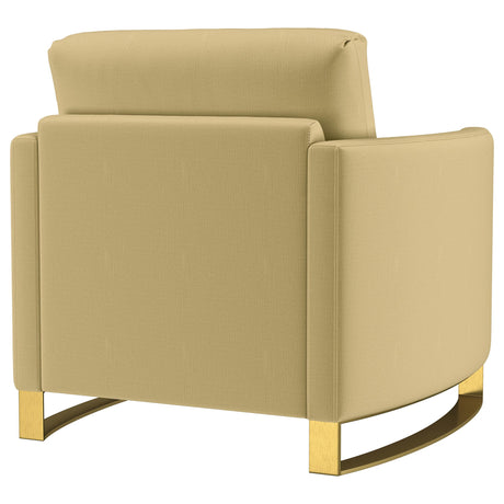 Corliss Camel Velvet Curved Track Arm Chair from Coaster - Luna Furniture