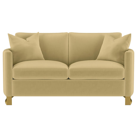 Corliss Camel Velvet Curved Track Arm Loveseat from Coaster - Luna Furniture