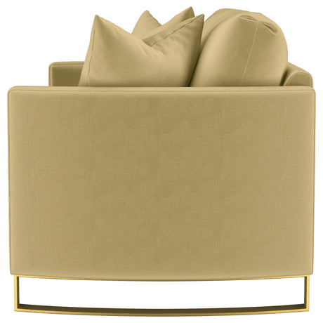 Corliss Camel Velvet Curved Track Arm Loveseat from Coaster - Luna Furniture