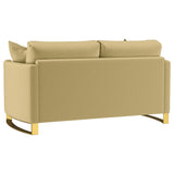 Corliss Camel Velvet Curved Track Arm Loveseat from Coaster - Luna Furniture