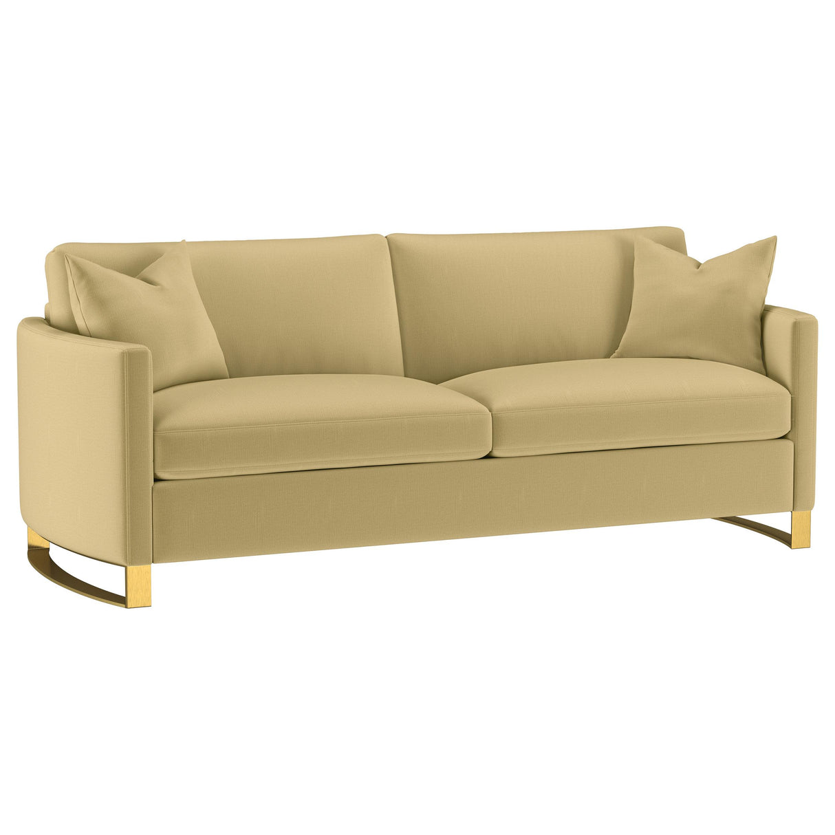 Corliss Camel Velvet Curved Track Arm Sofa from Coaster - Luna Furniture