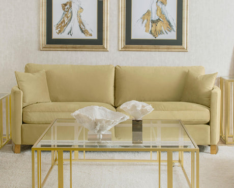 Corliss Camel Velvet Curved Track Arm Sofa from Coaster - Luna Furniture