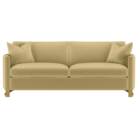 Corliss Camel Velvet Curved Track Arm Sofa from Coaster - Luna Furniture