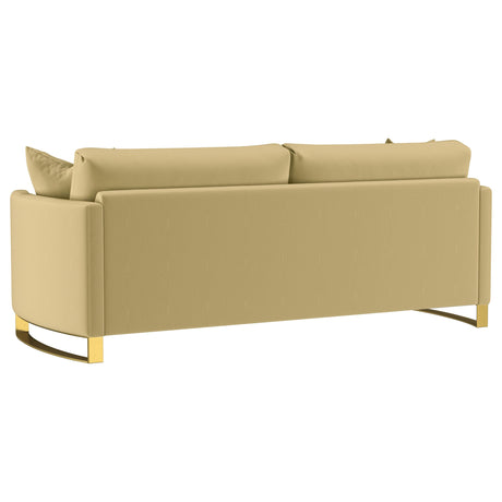 Corliss Camel Velvet Curved Track Arm Sofa from Coaster - Luna Furniture