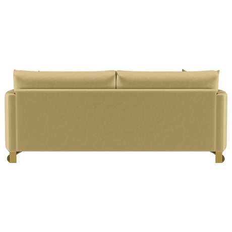 Corliss Camel Velvet Curved Track Arm Sofa from Coaster - Luna Furniture