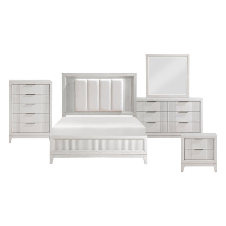 Cornwall Antique White 5-Piece Bedroom Set (Queen Bed, Nightstand, Dresser, Mirror, Chest) from Homelegance - Luna Furniture