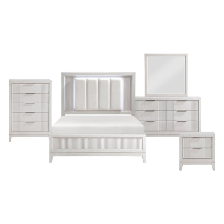Cornwall Antique White 5-Piece Bedroom Set (Queen Bed, Nightstand, Dresser, Mirror, Chest) from Homelegance - Luna Furniture