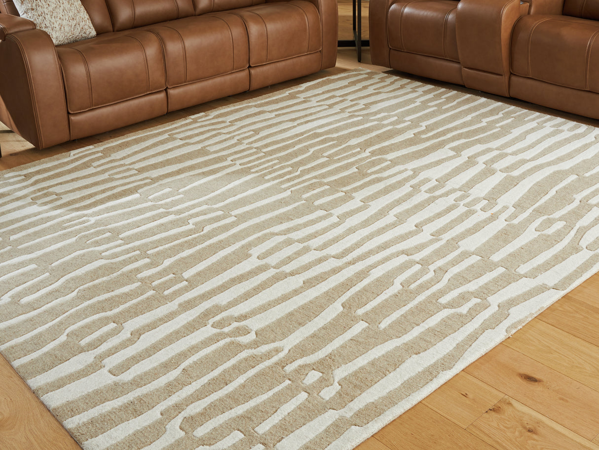 Corrbell Beige/White Large Rug from Ashley Furniture - Luna Furniture