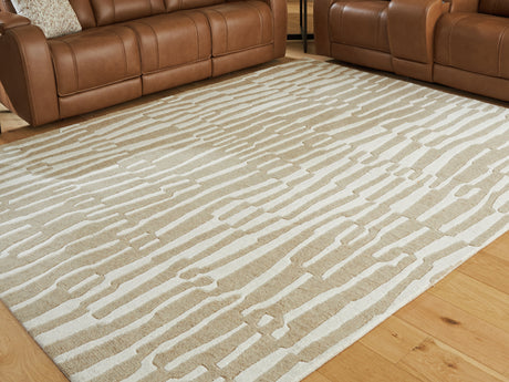 Corrbell Beige/White Large Rug from Ashley - Luna Furniture