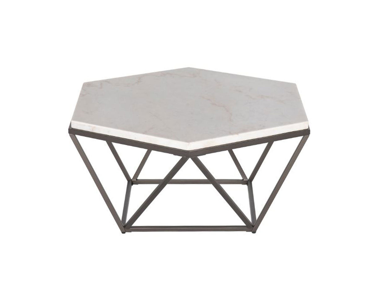 Corvus White Marble Top Hexagon Cocktail Table from Steve Silver - Luna Furniture