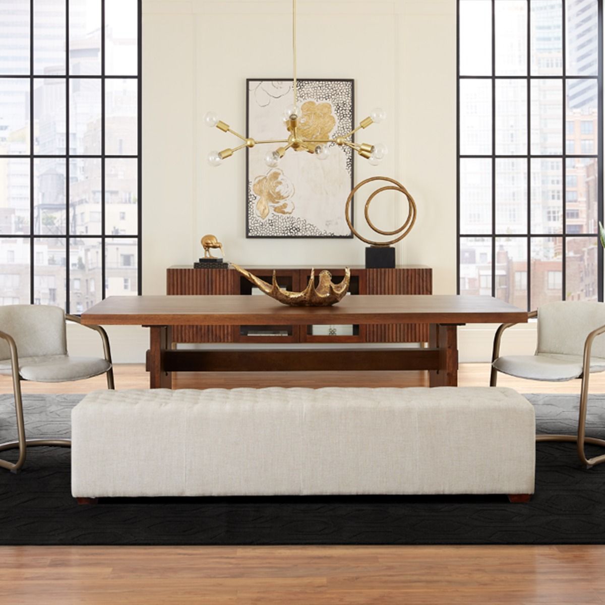D'Orsay 79" Upholstered Bench in Beige Linen from Home Trends & Design - Luna Furniture