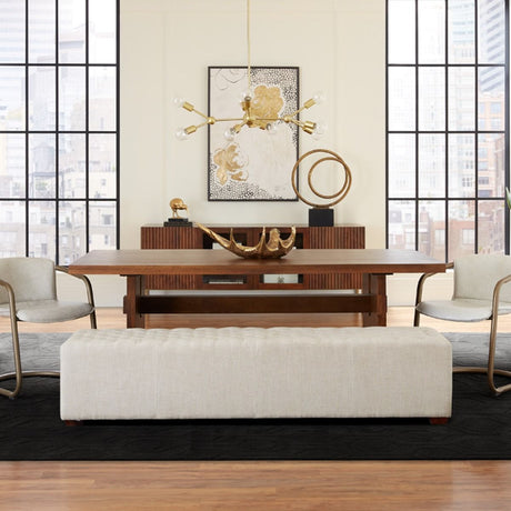 D'Orsay 79" Upholstered Bench in Beige Linen from Home Trends & Design - Luna Furniture