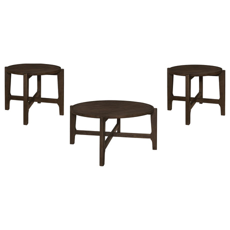 Cota Dark Brown 3-Piece Solid Wood Coffee and End Table Set from Coaster - Luna Furniture