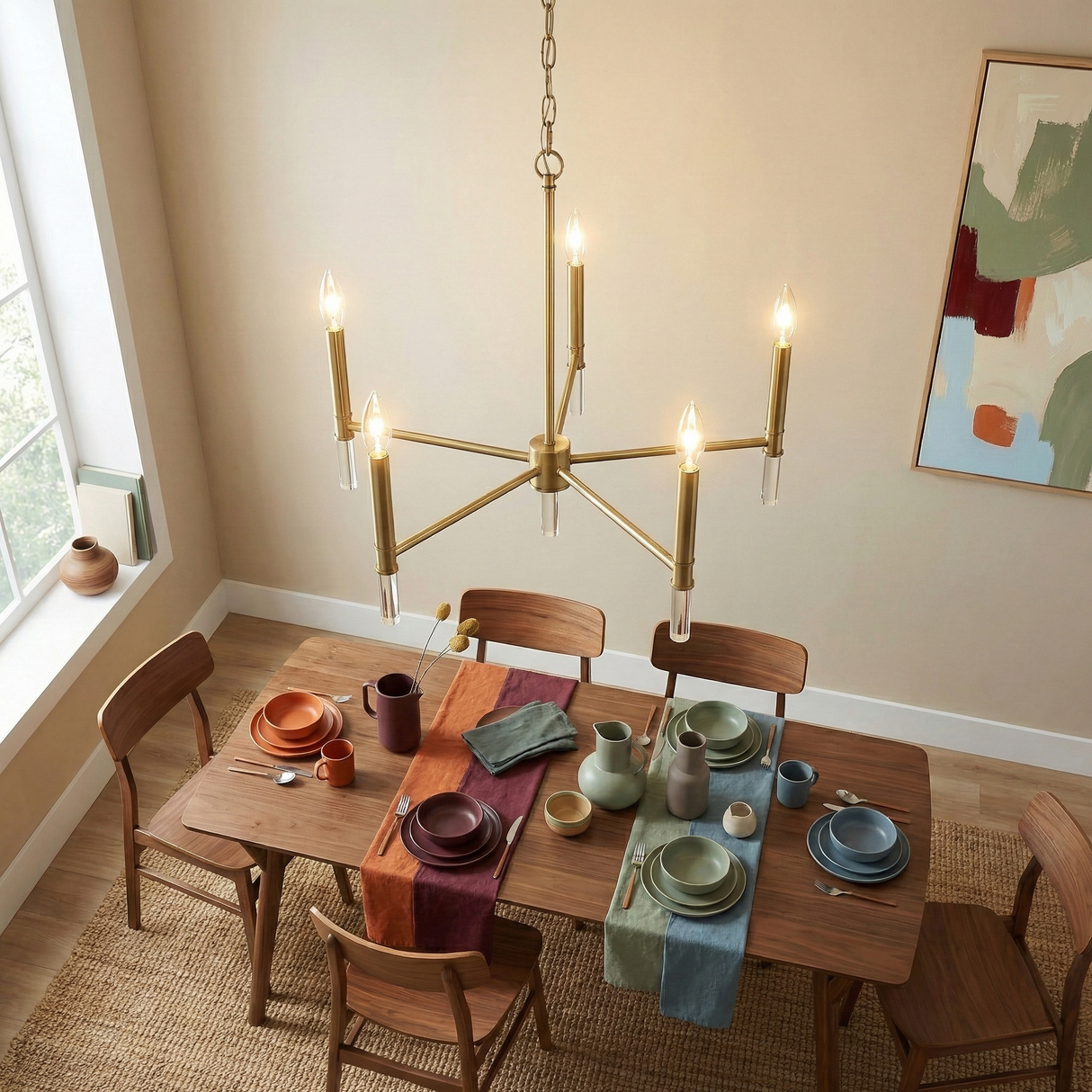 Courtyard Five Light Golden Brass Candle Light Chandelier 24"W × 17.75"H from Ashcroft Furniture - Luna Furniture