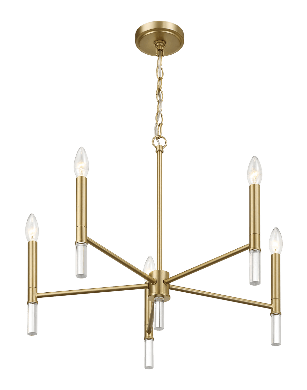 Courtyard Five Light Golden Brass Candle Light Chandelier 24"W × 17.75"H from Midinmod - Luna Furniture